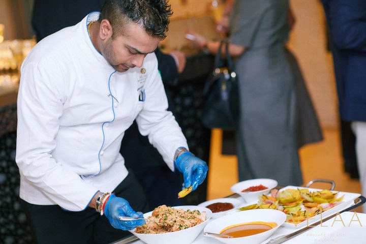 Velaa Private Island's Executive Chef, Gaushan de Silva, preparing canapés at their event at the Capital Club, Dubai.jpg